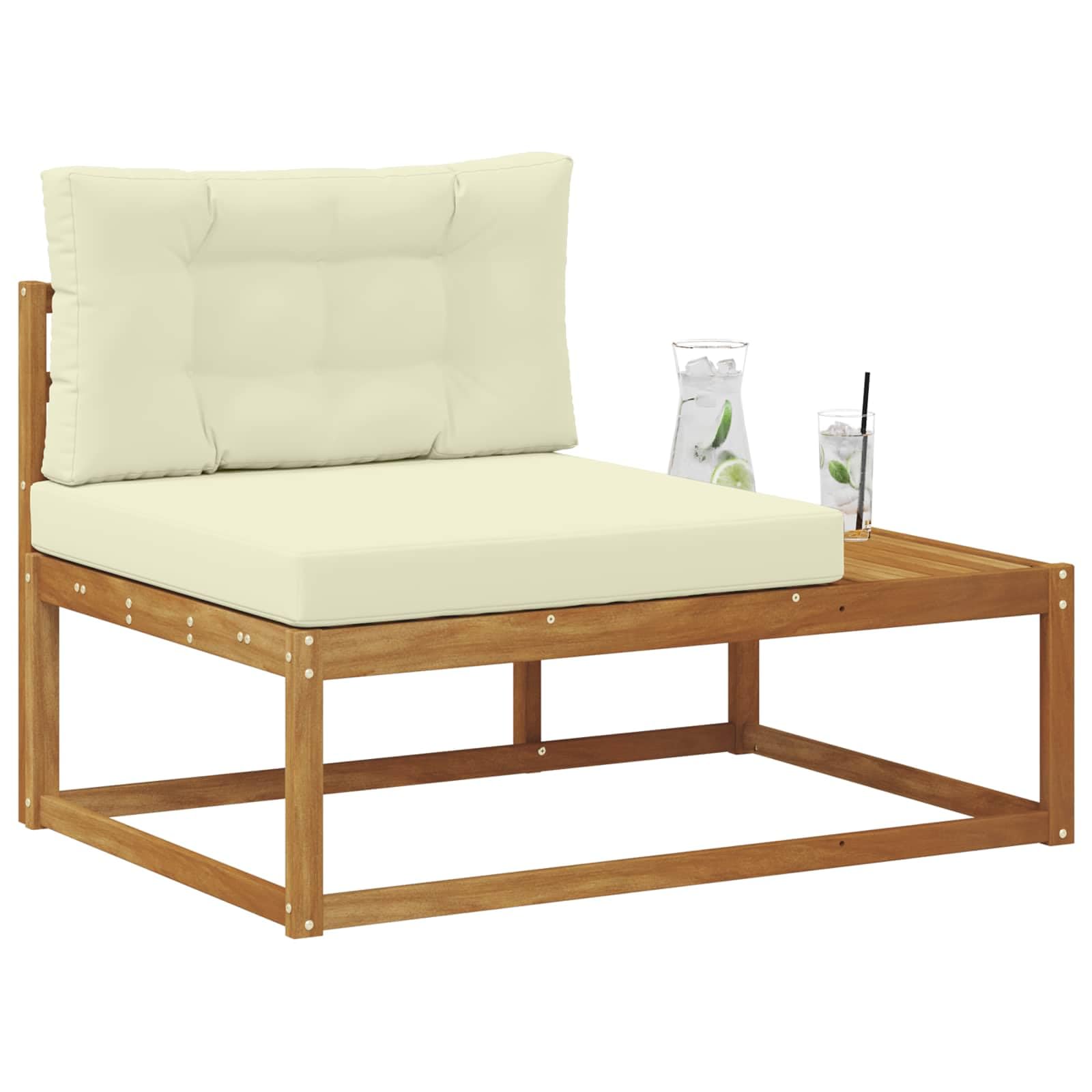 Divano laterale per esterni, 115 x 83 x 73 cm, in legno massiccio di acacia, set di mobili da giardino, per terrazza, balcone, giardino, A