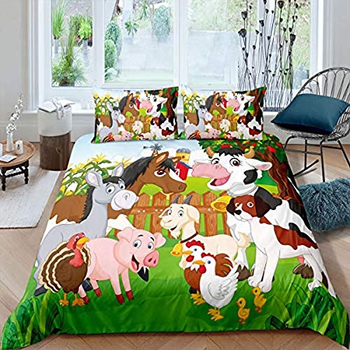Housse De Couette 200×200 Vaches Parure De Lit Microfibre 3D Vache Animal Housse De Couette Ado Adultes Enfants Ultra Doux Literie Set Avec Taie D' Oreiller
