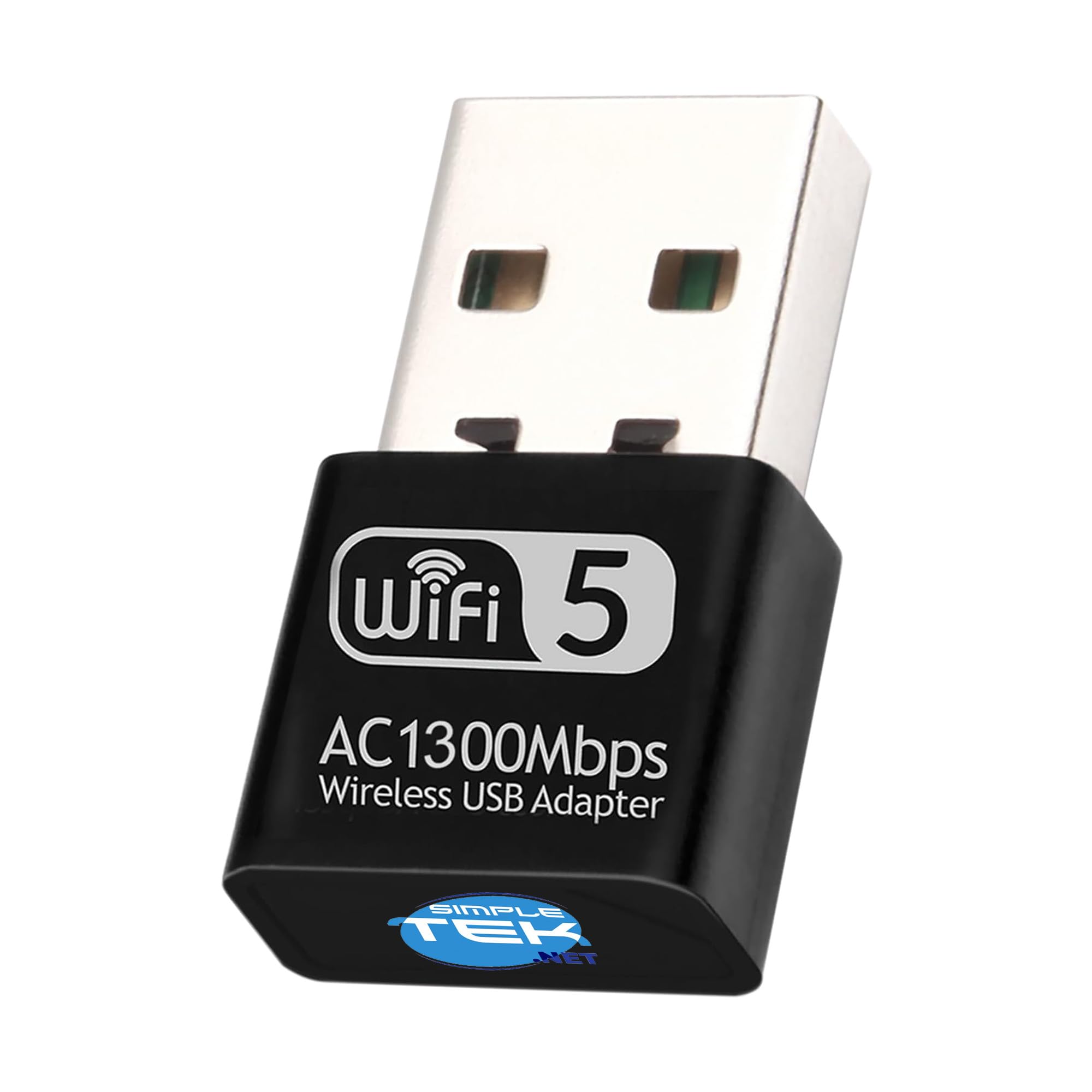 SIMPLETEK - Clé USB Wi-Fi 5 Dual Band - Adaptateur sans fil 2,4 GHz/5,8 GHz, 1300 Mbps, haute vitesse pour PC de bureau et ordinateur portable