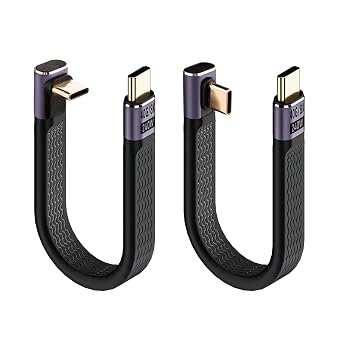Short USB C Cable 90 Degree 5 inch, 240W Short USB to USB C Cable Right Angle, 40Gbps Data Transfer Support 8K@60Hz for iPhone 15 &MacBook & iPad Pro & Samsung