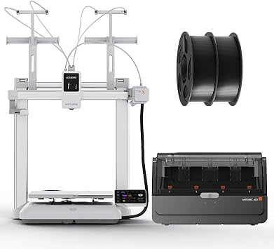 Anycubic Kobra X Combo, 3D Printer, 7 Colors, Multicolor Model, Soft and Hard Filament Mixed Print + PLA Filament 4.4 lbs 2 kg Black