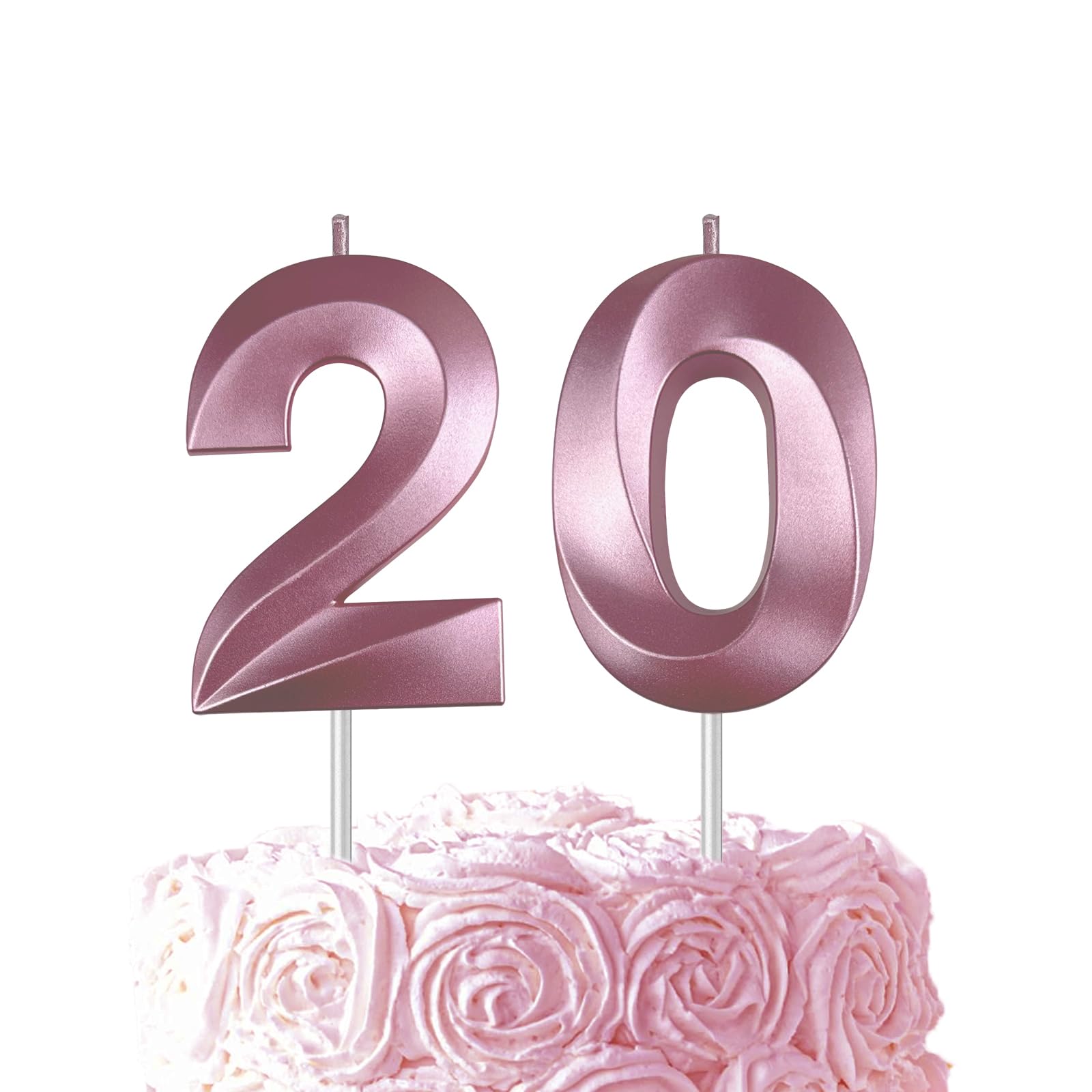 Pink Birthday Number 20 Candles for Wedding Party Cake Decorations