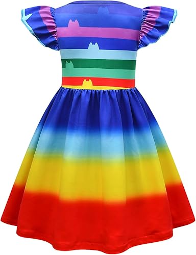 Miniatura 2 de Garperkids Gabbys - Vestido de disfraz para niñas, con arco iris, manga con vuelo, vestido de Halloween, casa de muñecas, cosplay, trajes para niños