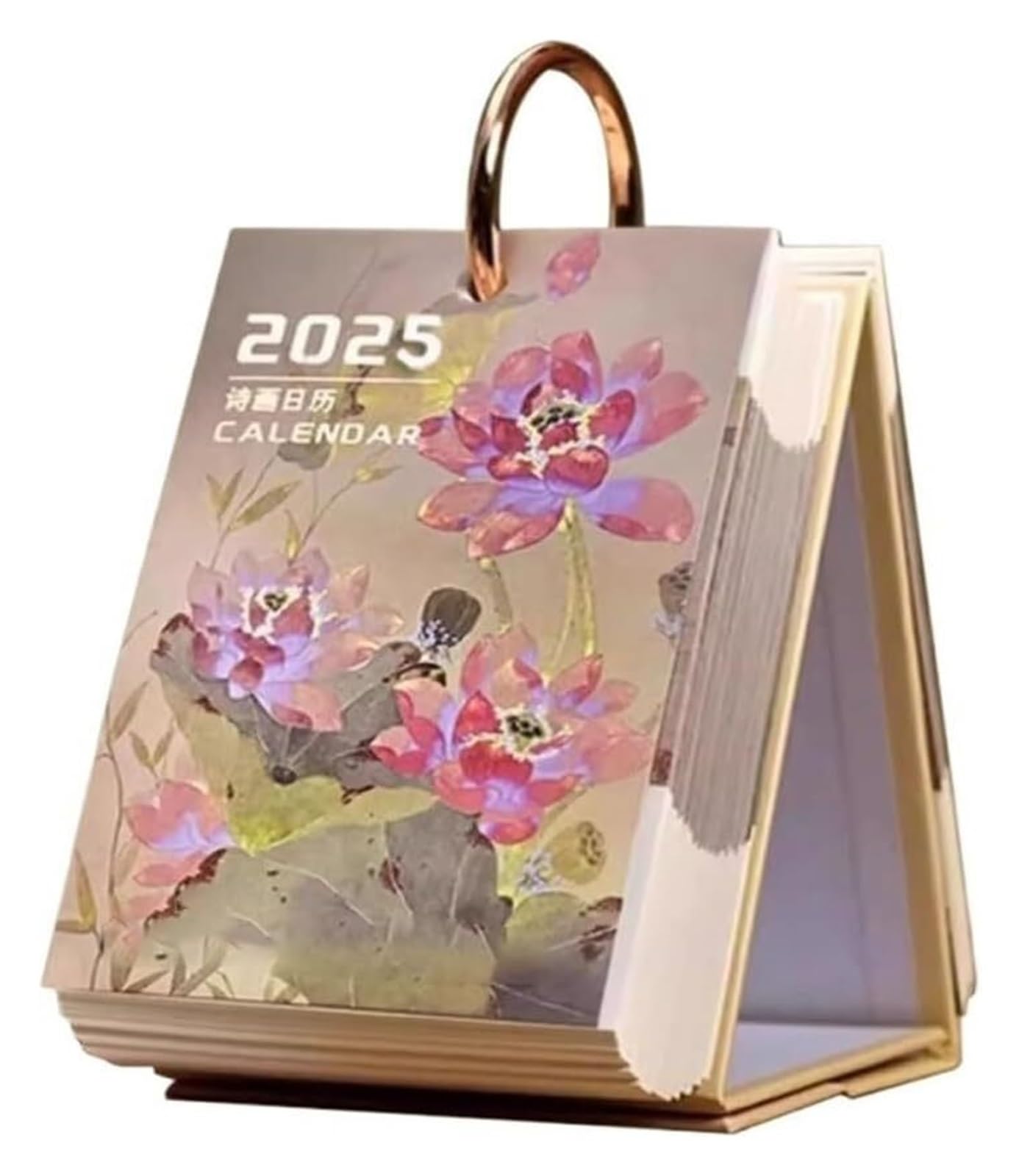 Tischkalender, Tischkalender 2025 im chinesischen Stil, 2025 Jahr der Schlange, Poesie- und Malkalender, Desktop-Ornament, kreativer Desktop-Kalender