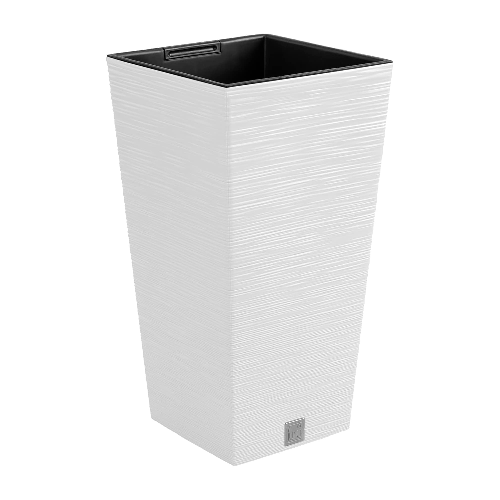 Macetero Color Blanco, con depósito, colección Furu, de 24 x 24 x 45 cm, Capacidad de 7,5 L.