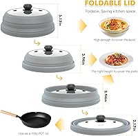 Vista 3 de Cubierta antisalpicaduras para microondas, tapa de vidrio ventilado, protector antisalpicaduras con silicona plegable para alimentos como cubierta