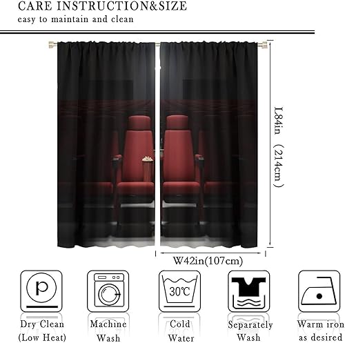 Miniatura 62 de Cortinas opacas para cine en casa, diseño retro moderno, tiras de película de palomitas de maíz para cámara de película, bolsillo para barra,