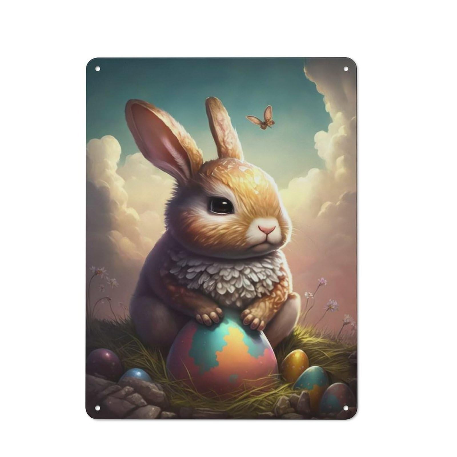Junmoney Easter Bunny Ix Vintage Metal Sign 40X30cm For Bar Or Restaurant, For Vintage Wall Decor Fans, For Living Room And Hallway Decor