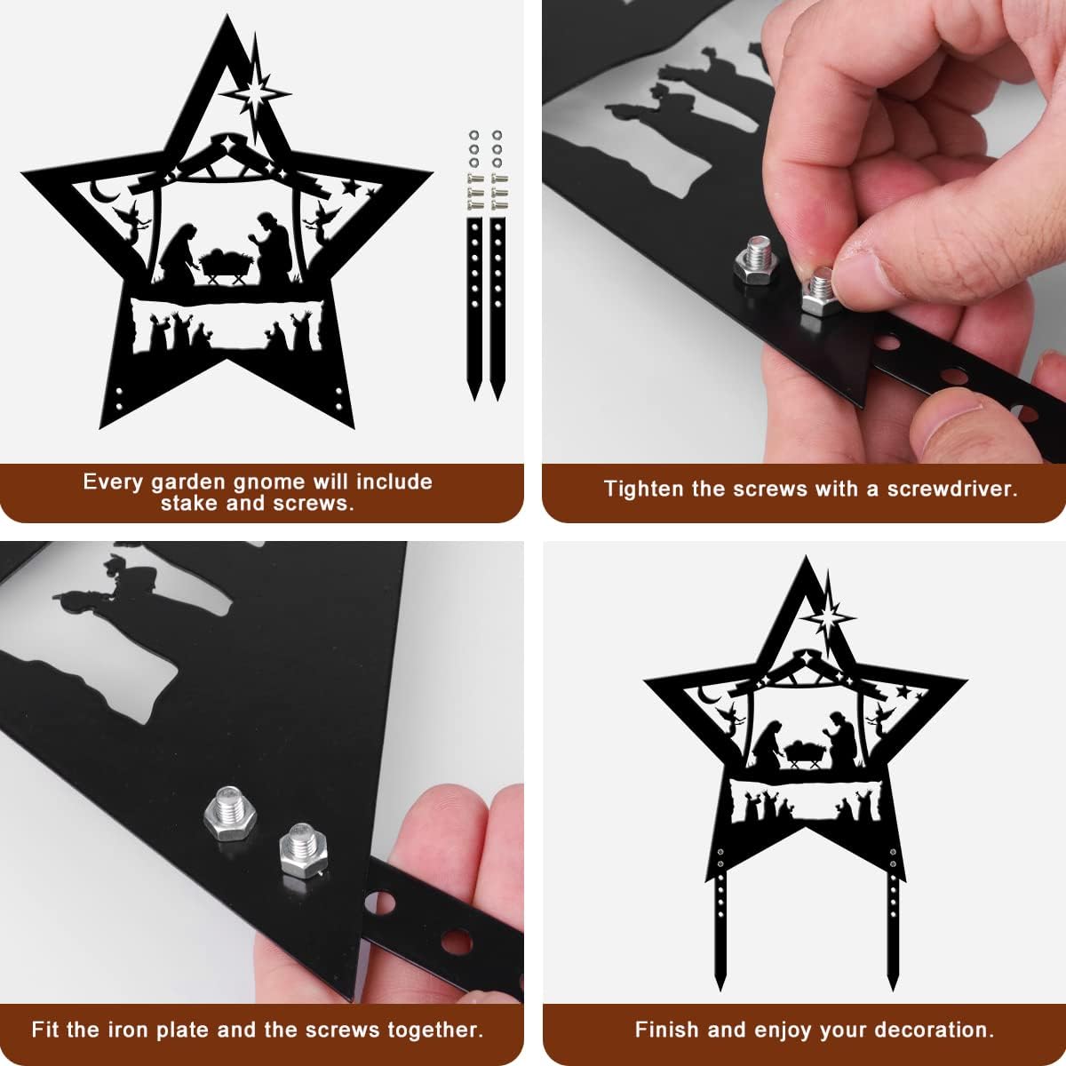 WILDPARTY Nativity Set Scene Silhouette Christmas Outdoor Decorations Double-Sided Metal Yard Sign Christian Jesus Heart Savior Nativity Scene Religious Yard Decor for Home Lawn Walkway Xmas Decor(D) : Patio, Lawn & Garden