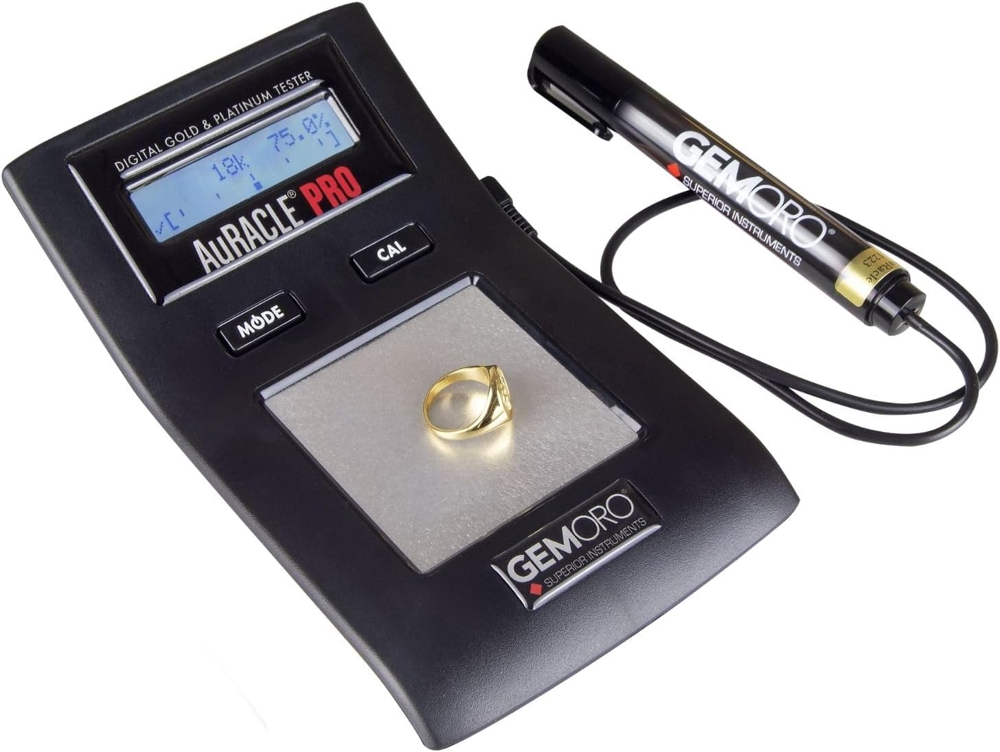 GemOro AuRACLE PRO Gold Tester | Accurate Compact Portable Machine with Electronic Digital LCD Display Gold & Platinum Tester | Precision Tool with Expert Professional Jewelry Reading & Accuracy