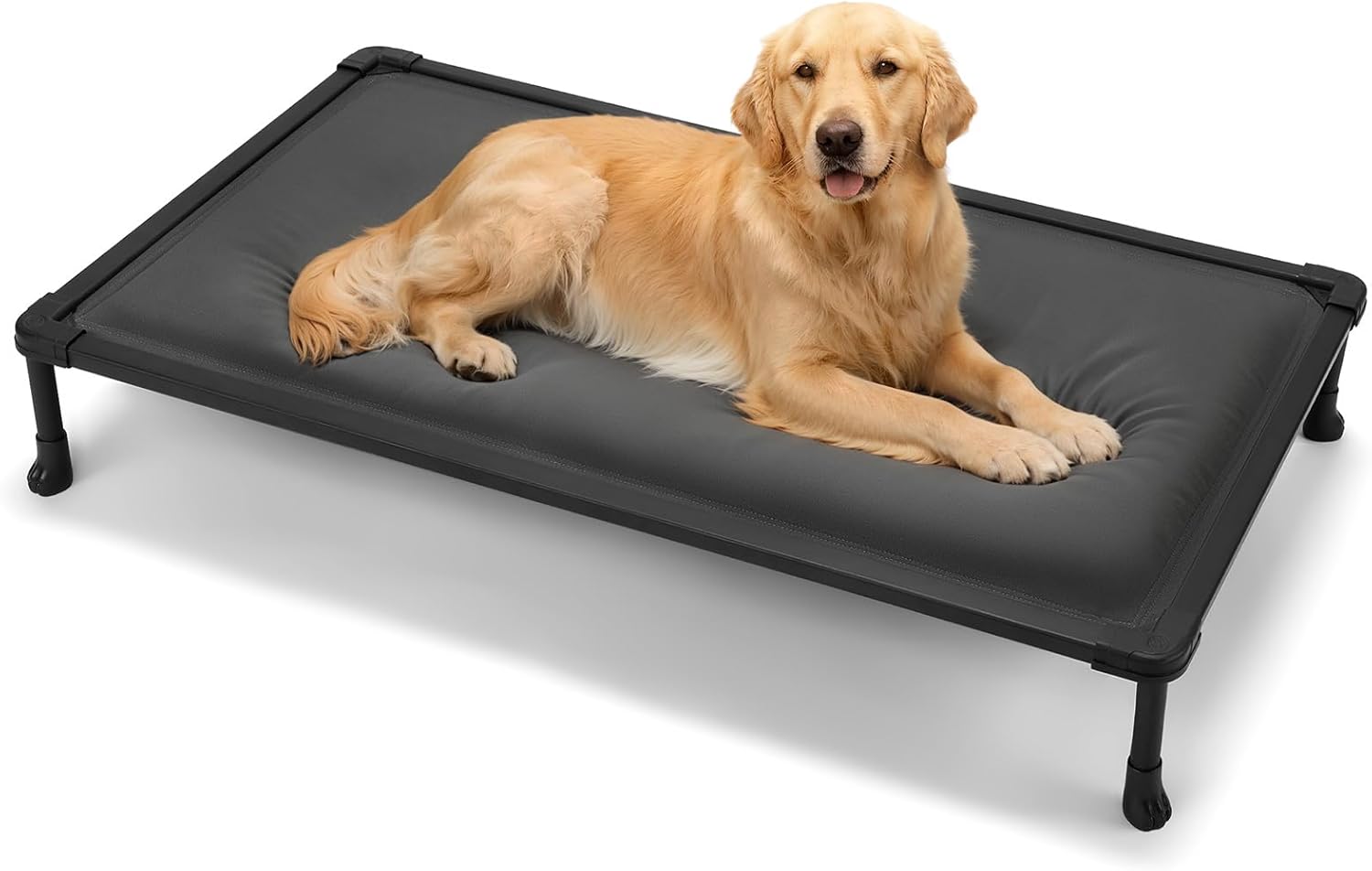 Veehoo Chew Proof Elevated Dog Bed, Indestructible Raised Dog Cot, Orthopedic Dog Platform Bed with Soft Padded Mat, Durable Waterproof Pet Cot for Indoor, Outdoor or Crate, 49-Inch, Grey