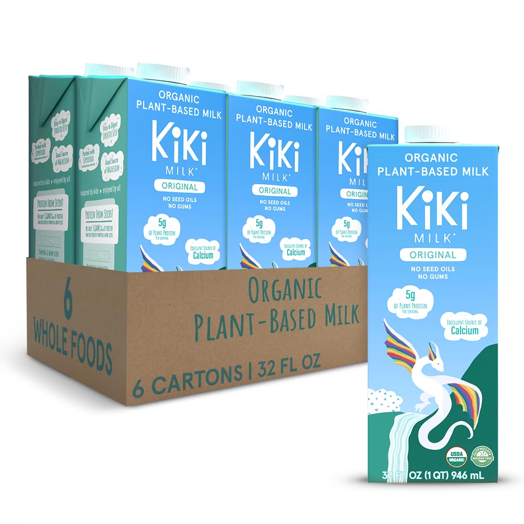 - Plant Based Milk - Organic Original Kiki Milk - Calcium & Magnesium Source - Gluten Free, Gum Free, GMO Free, Dairy Free, Soy Free, Glyphosate Free - Shelf Stable - (32 oz • Pack of 6)