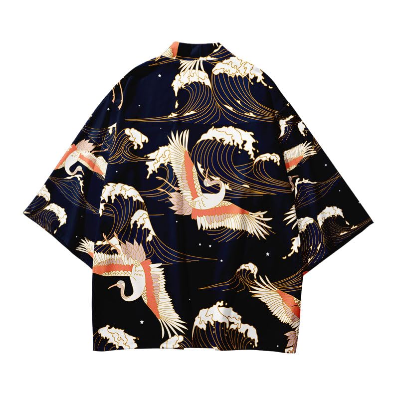 Image of DOVWOER Women's and Men Cardigan Jackets Japanese Kimono Casual Open Front Lightweight Coat