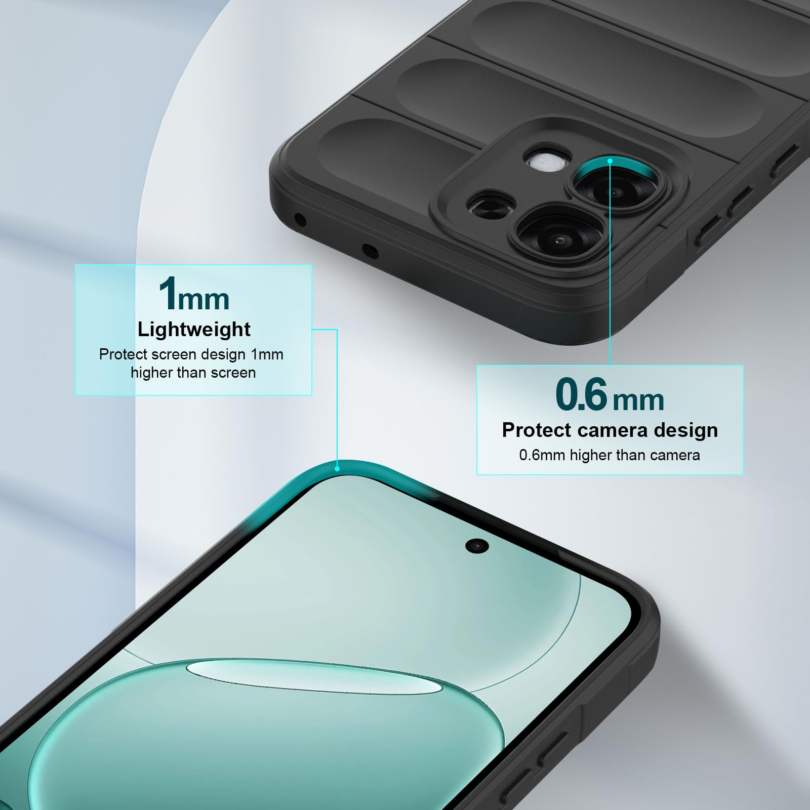 Silicone Case Compatible with Oppo A6 Pro, Anti-Scratch Microfiber Lining, Shockproof Case with Camera Protection, Black — view 7