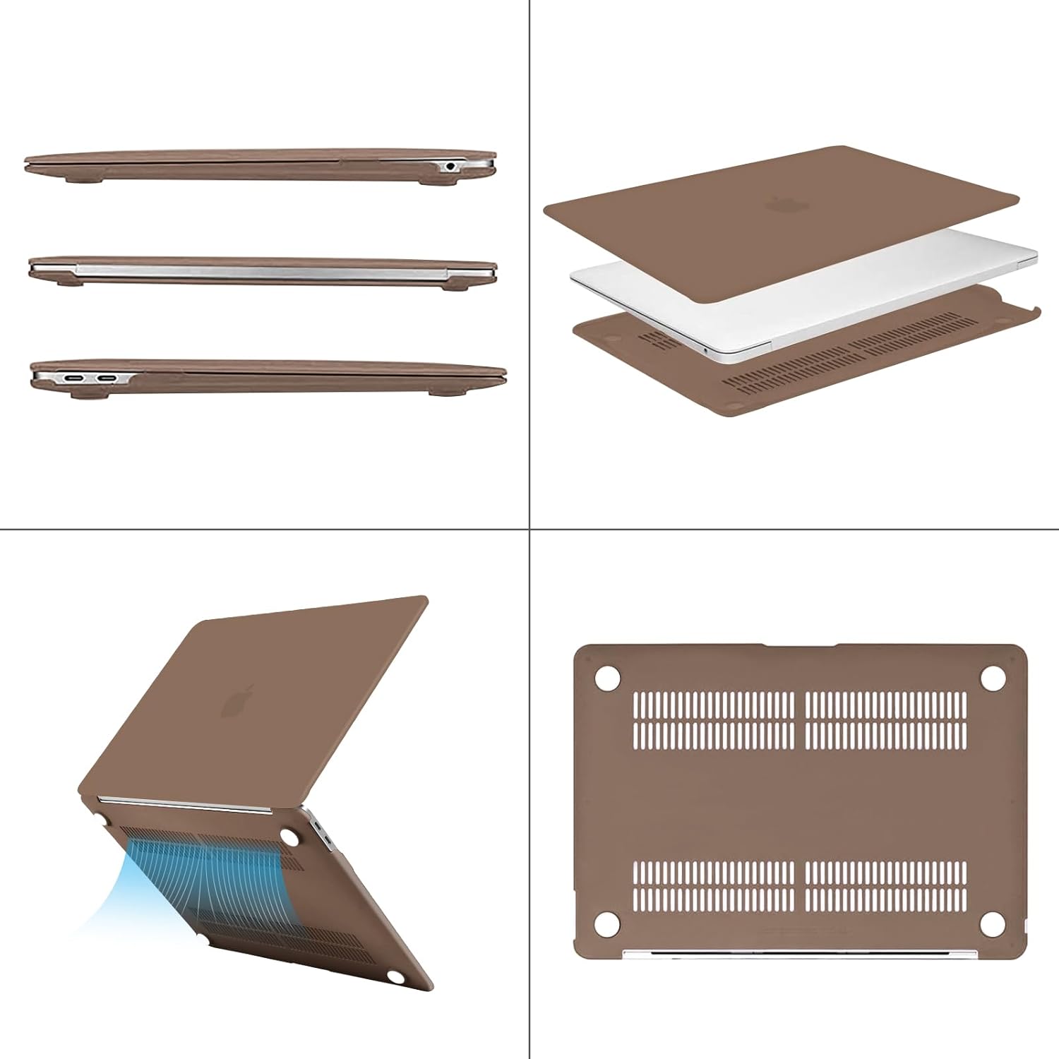 MOSISO Compatible with MacBook Air 13 inch Case M1 Chip 2021-2018 Release A2337 A2179 A1932, Plastic Hard Shell&Keyboard Cover&Screen Film&Storage Bag for MacBook Air 13.3 inch Case, Caramel Brown