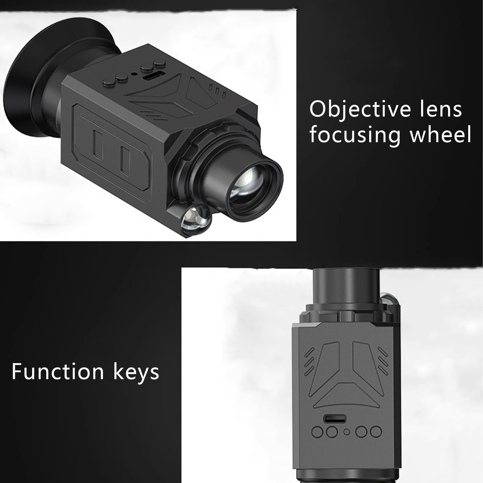 Gafas de visión nocturna Monoculares infrarrojos digitales, Gafas de visión Nocturna infrarroja Digital, no térmicas, con toma de foto y Grabación de vídevisión Nocturna,(Size:Con abrazadera de oruga)