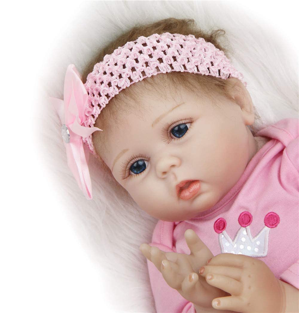 ZIYIUI Realistisch 55cm Pop Reborn Poppen Meisje Siliconen Babypop Levensechte Babypoppen Reborn Baby Dolls Wit en roze Kleding Kinderen Speelgoed Kerstcadeau
