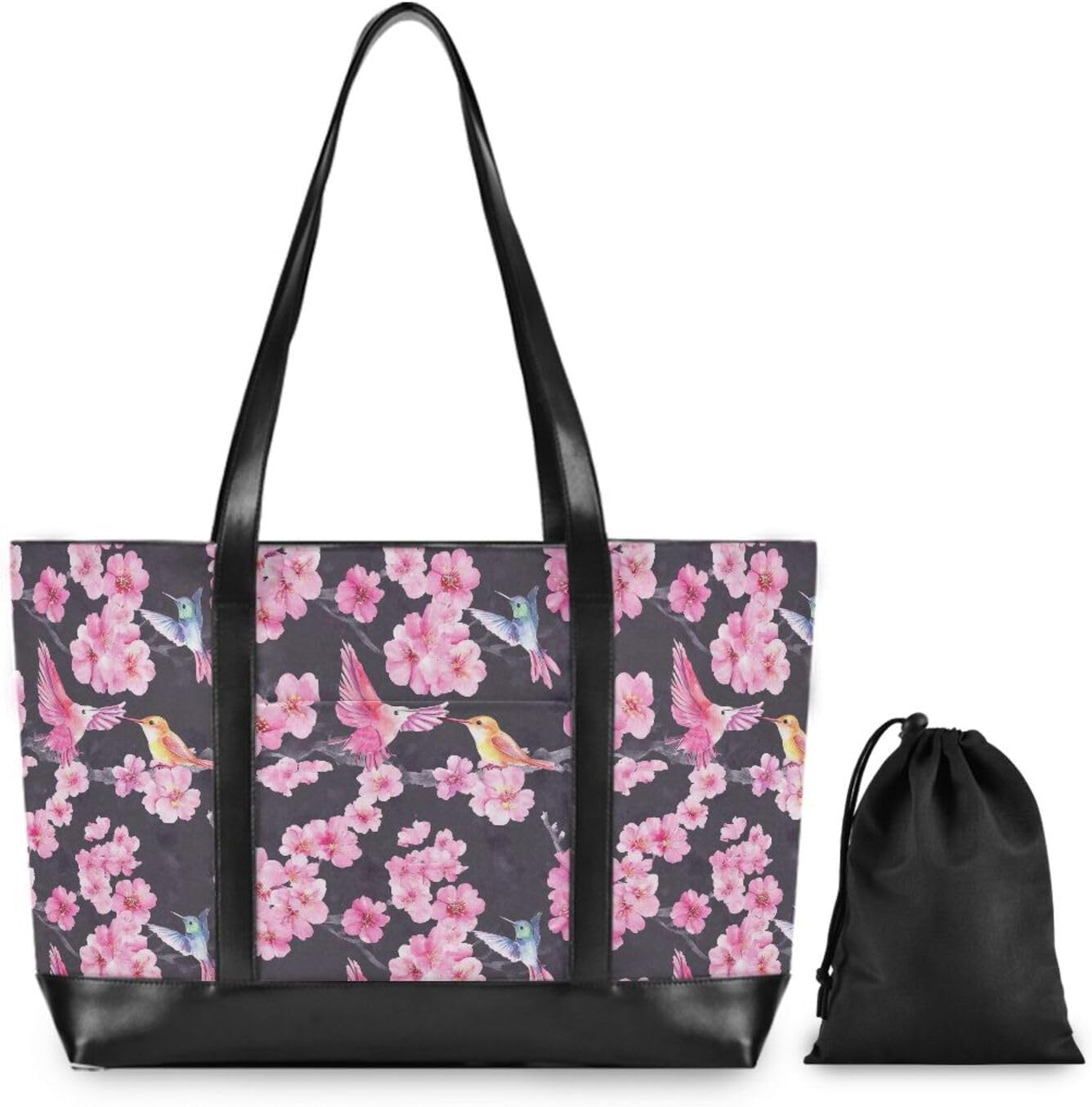 Flowers Hummingbirds Classy Briefcase Bag with Zipper Tote Bag for Travel with Tablet bolso para laptop mujer