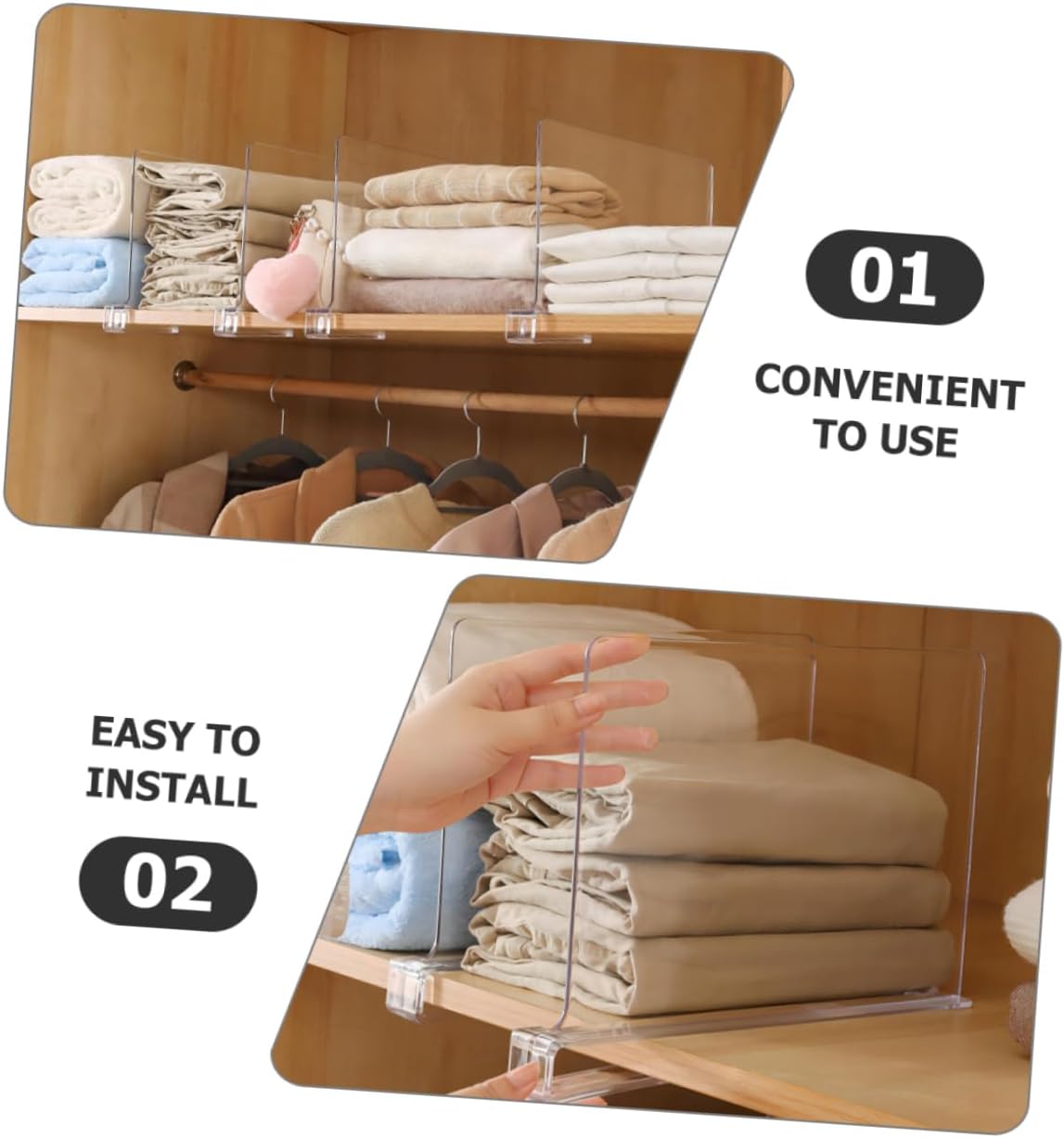 6pcs Closet Organizer Dividers Wardrobe Shelf Dividers Storage Partition for Home Clothes Organizing Shelf Maximize Storage Space