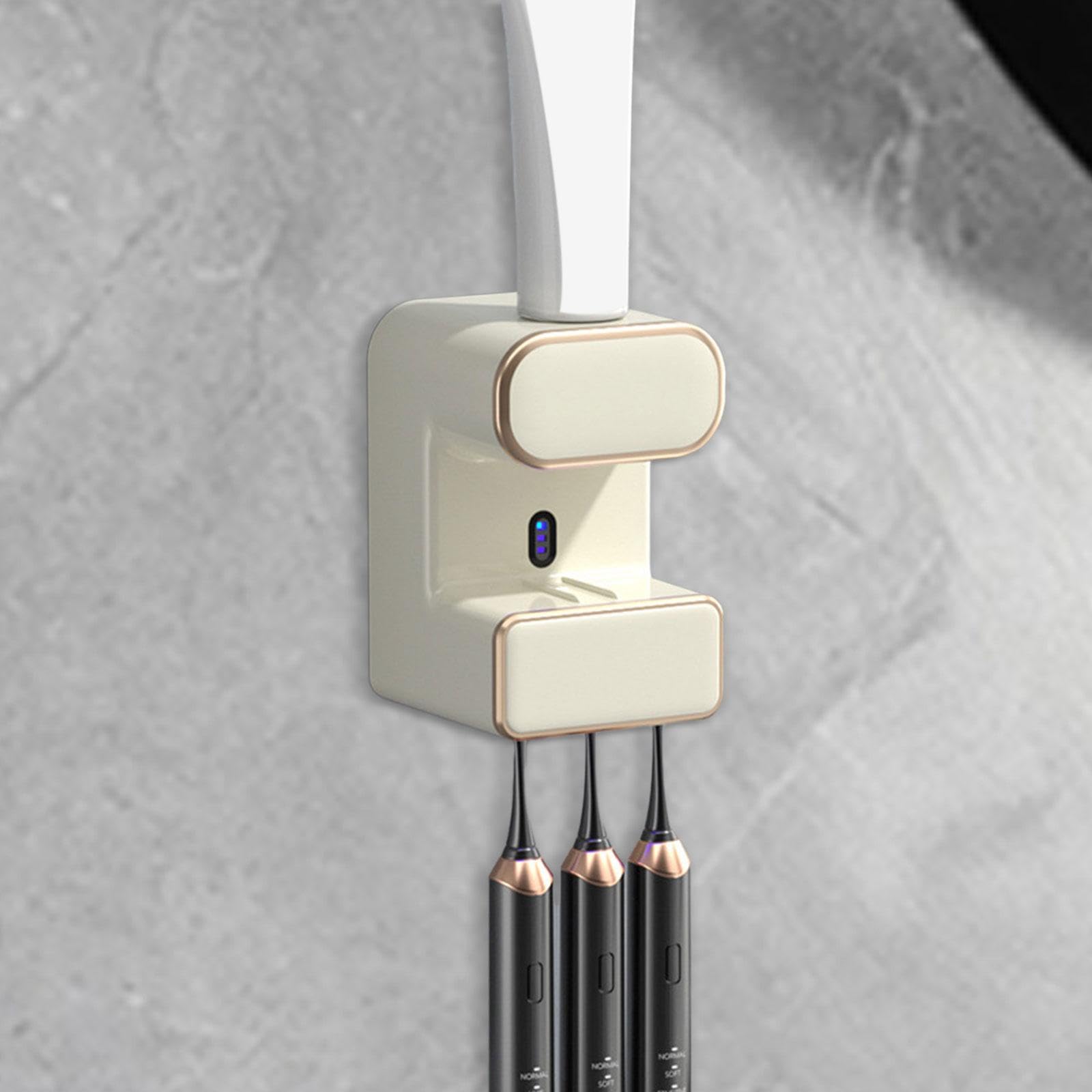 Dispensador Eléctrico de Pasta de Dientes, de Pared, Organizador de Pasta de Dientes, Soporte para Pasta de Dientes Y Cepillo de Dientes, Accesorio de, Blanco con luz, Individual