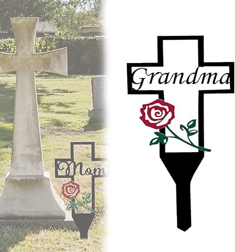 Decoración de cementerio con cruz conmemorativa de metal, estaca conmemorativa de cementerio para padres, familiares y familiares fallecidos, regalo disponible en Yaxa Peru