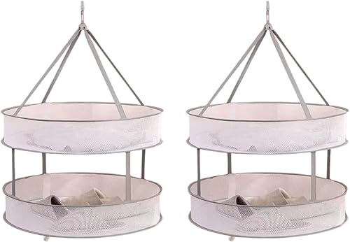 Qaoliffa Secador de ropa plegable de malla de 2 niveles, evita que el suéter se deforme, cesta de lavandería para secar ropa interior, toallas,