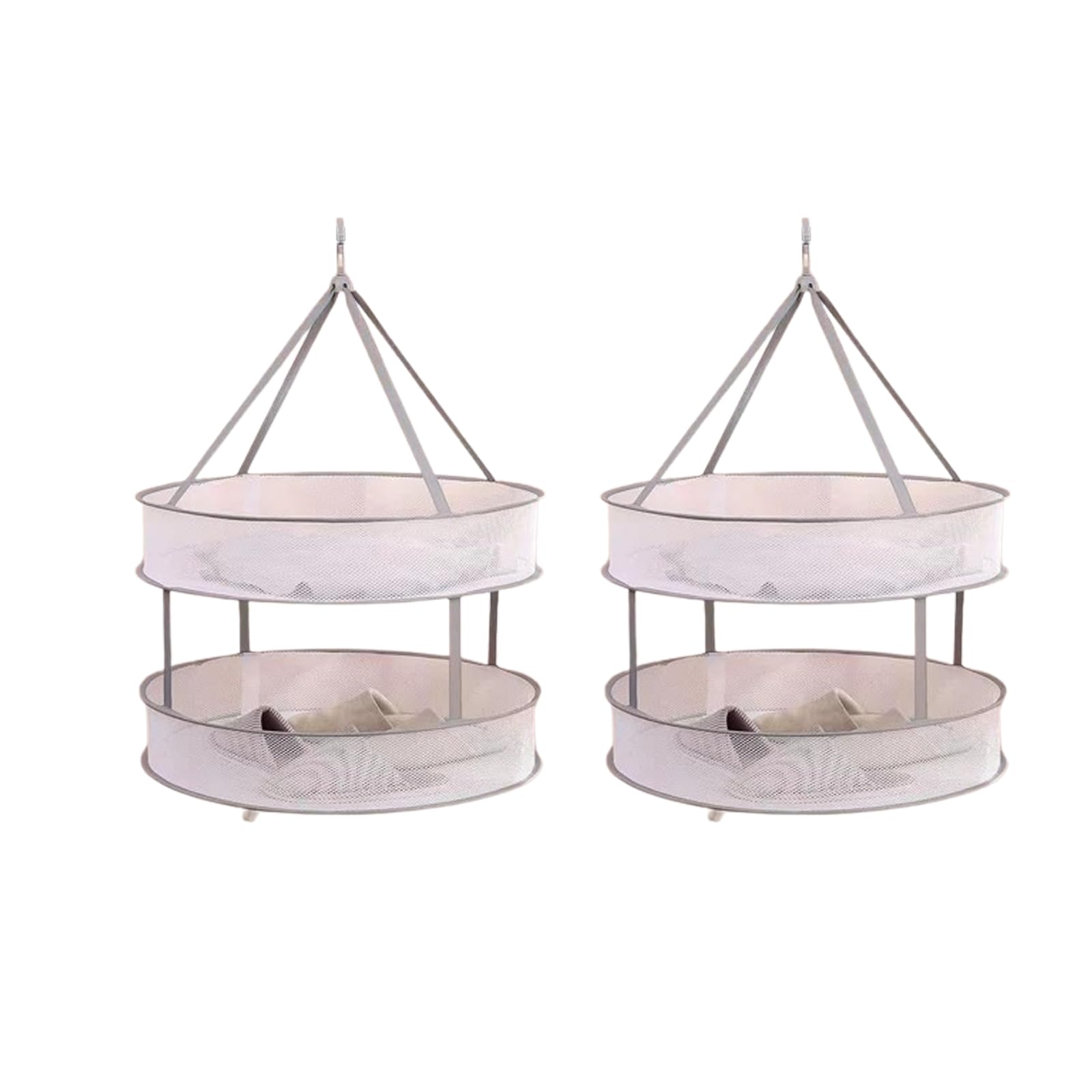 Qaoliffa 2-Tier Folding Mesh Clothes Hanging Dryer,Prevent Sweater from Deforming,Laundry Basket for Drying Underwear?Towels, Hats, Scarves,23 inches in Diameter(Set of 2)
