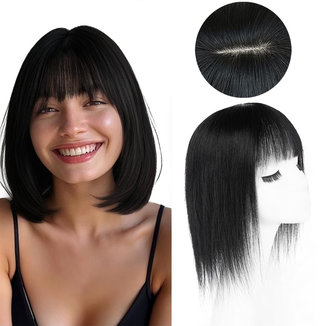 Silk Base Clip-In Hair Topper 12 Inch Seamless Hairpiece for Volume Amazon.com : Voloria Clip in Hair Toppers - Real Human Hair  main image 4