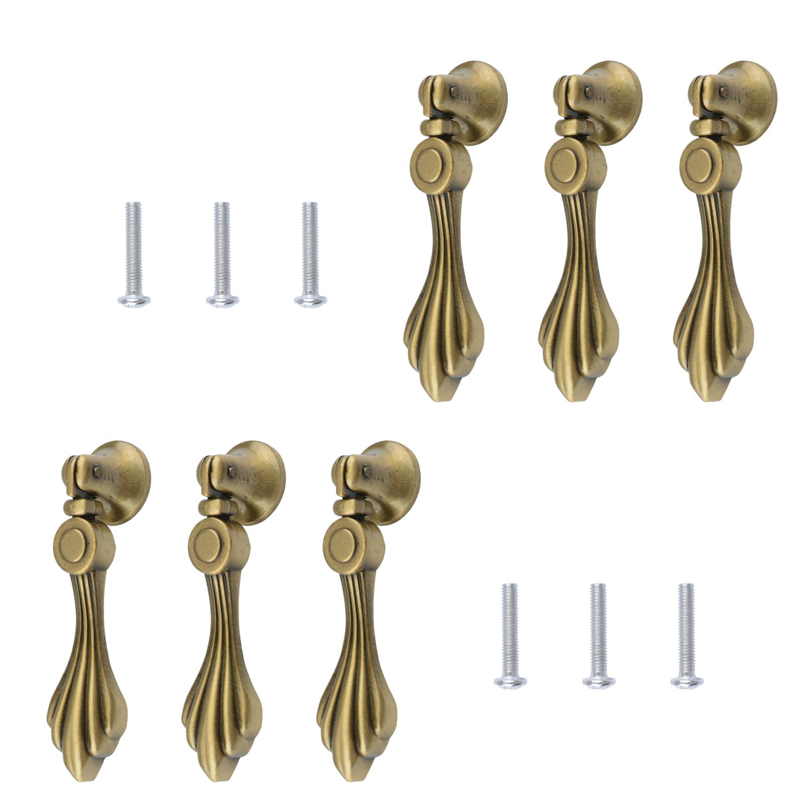 MOROBOR Vintage Pendant Pulls, 6pcs Carved Zinc Alloy Knobs Antique Tear Drop Single Hole Handle for Cabinets Wardrobe Cupboard Closets Drawer Door Furniture Decorative