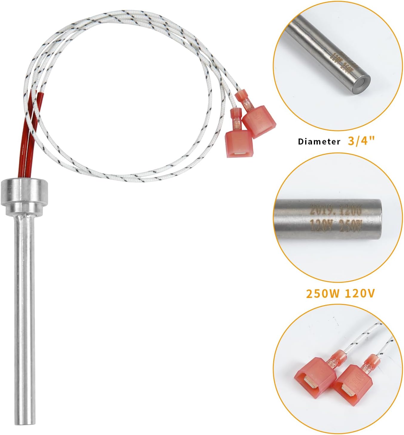 80P52727-R Pellet Stove Igniter Replacement for St Croix Igniter, Ignitor York Insert, Element P, Prescott EXL, Ashby, 80P52727-R, 80P52677-R-AMP