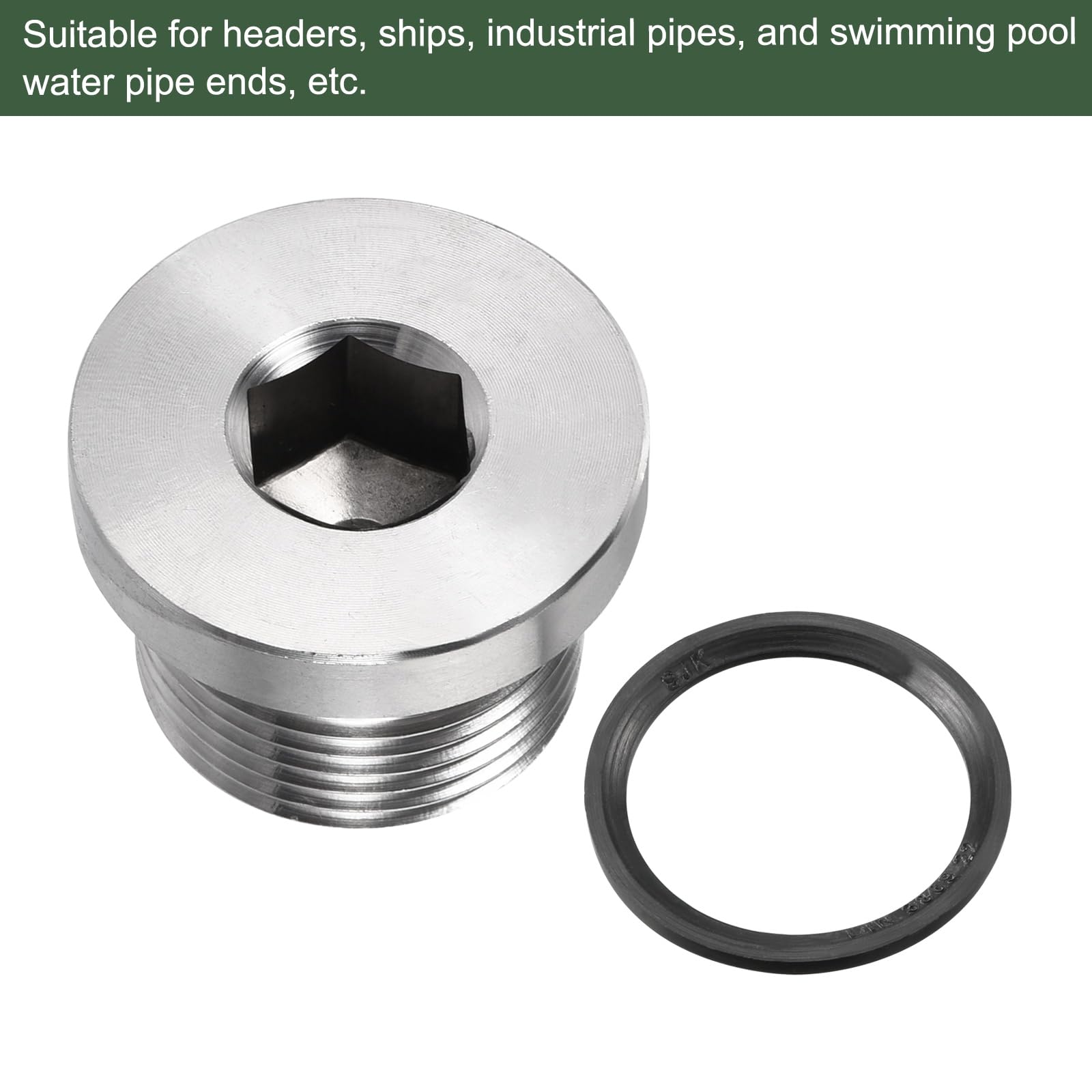 YOKIVE Bouchon Tuyau En Acier Inoxydable M22 x 1.5 À Embase Hexagonale Interne | Accessoire Tuyauterie, Idéal Pour Fermer Les Extrémités Tuyau (Argent)