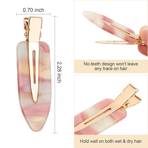 Miniatura 2 de AMCAMI 4 pinzas para el cabello sin arrugas, sin doblar, para peinar, resina acrílica, clip plano, colorido y sin costuras, pasador de pelo para