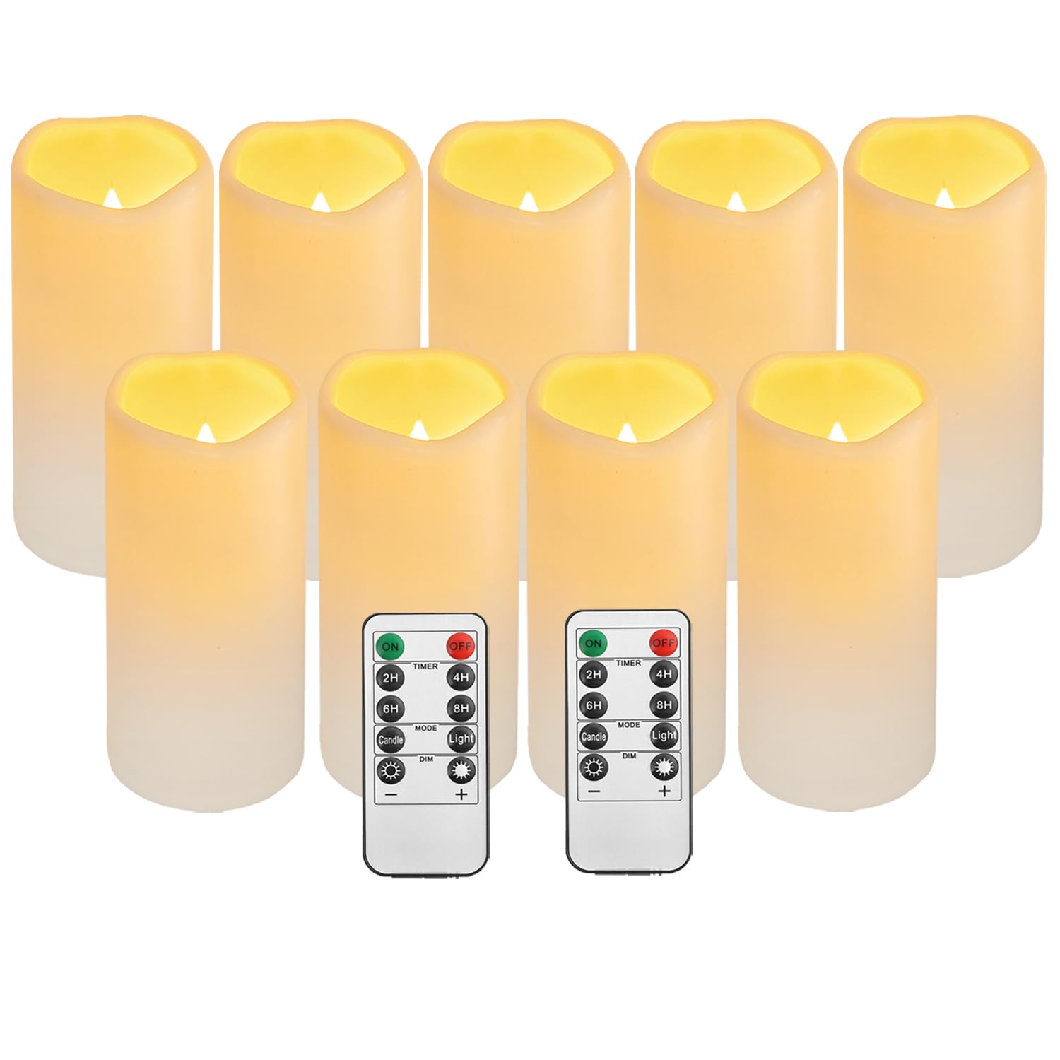 Flickering Flameless LED Candles with 10-Key Remote & Timer, Waterproof Outdoor Indoor f Battery Operated Candles for Home/Wedding/Festival Décor Set