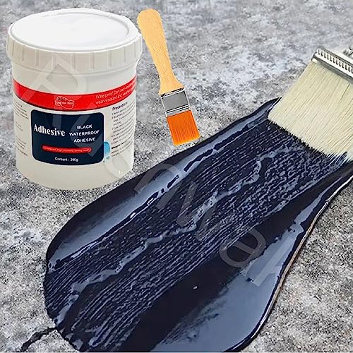 Image of Rushwak Crack Seal Agent 300g with Brush - Black Rubber Waterproof Glue for Roof Leakage and Tile Wall