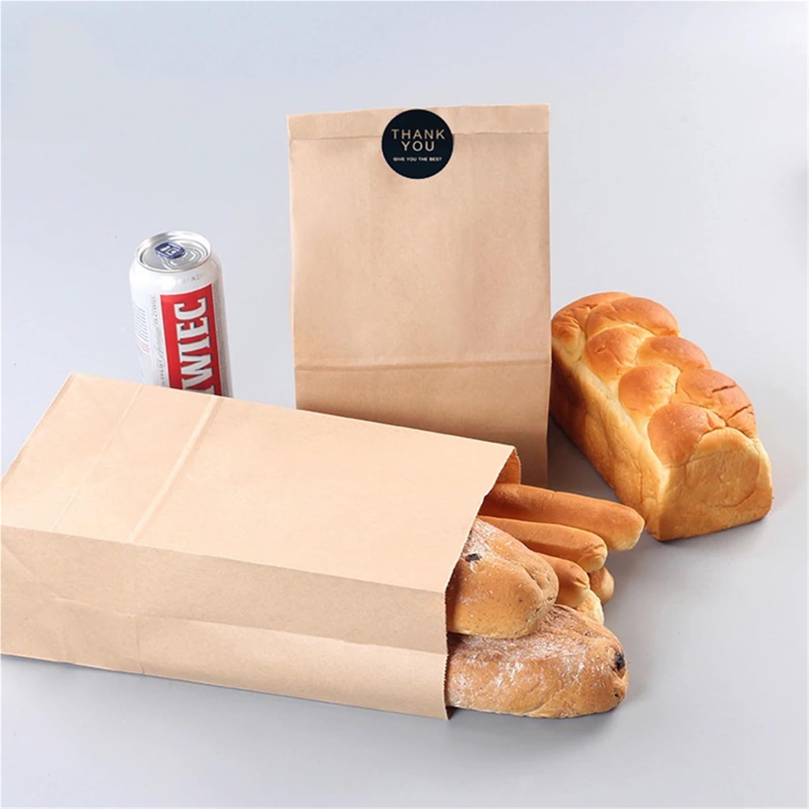 Lot de 100 sacs en papier kraft recyclables pour biscuits, bonbons, sandwich, pain, cadeau de mariage