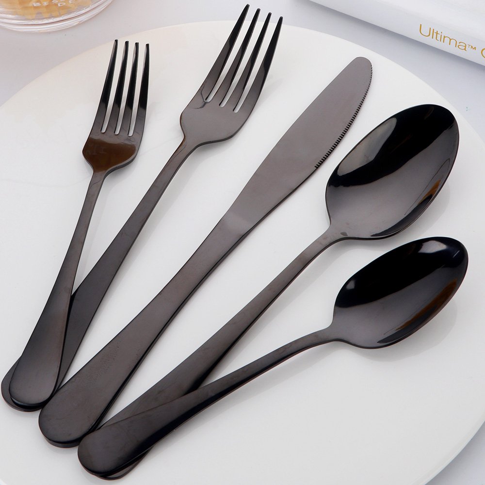 Buyer Star 20 piezas Cuberteria Servir para 4 personas, Cubiertos de acero inoxidable Reutilizable Vajilla para Fiesta de bodas Cocina Restaurante