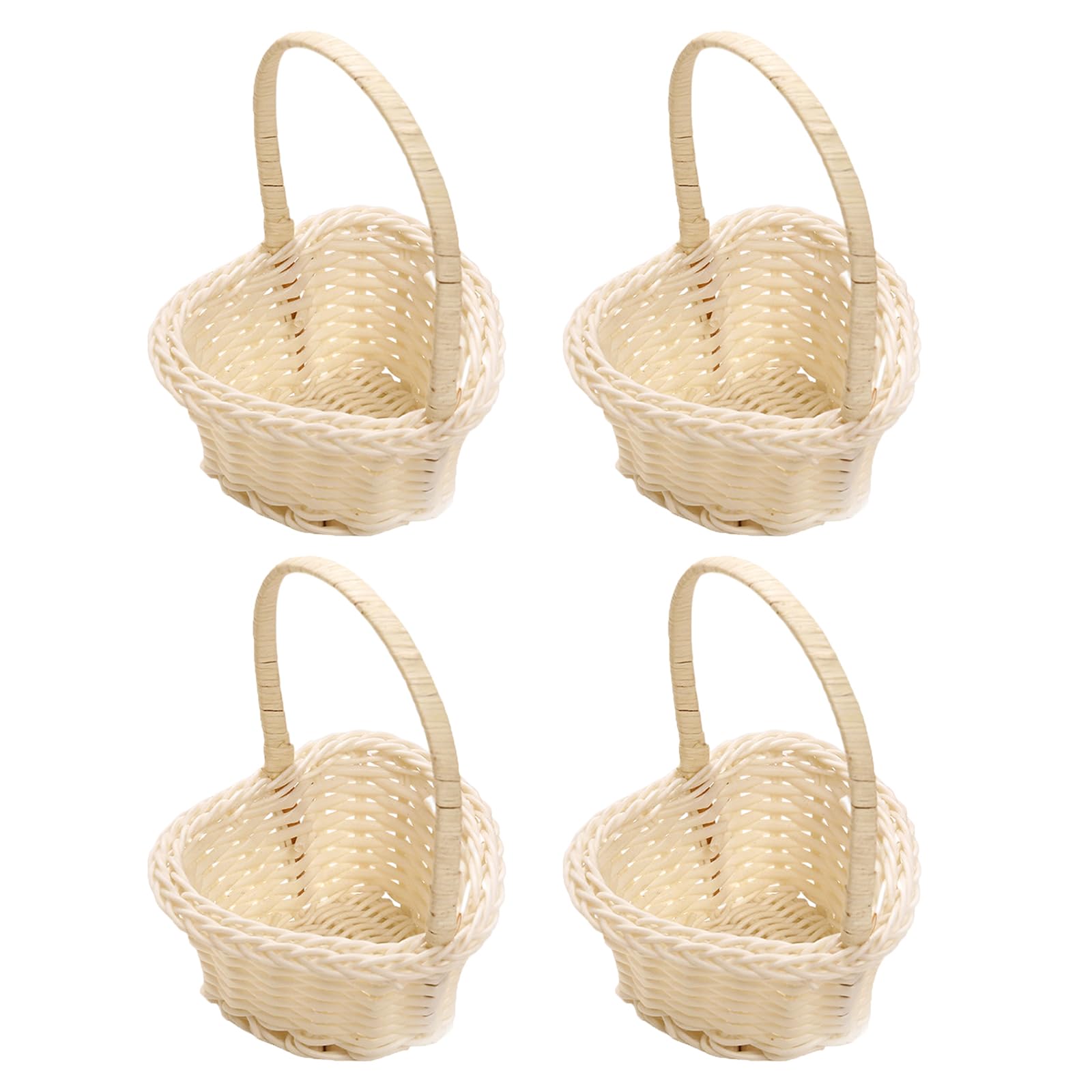 Rustic Flower Girl Basket Wedding Flower Baskets Mini Flower Girl Basket Basket with Handle Wicker Basket with Handle Braided Flower Basket Wedding Decoration Party Decoration (Heart 4 Pieces)