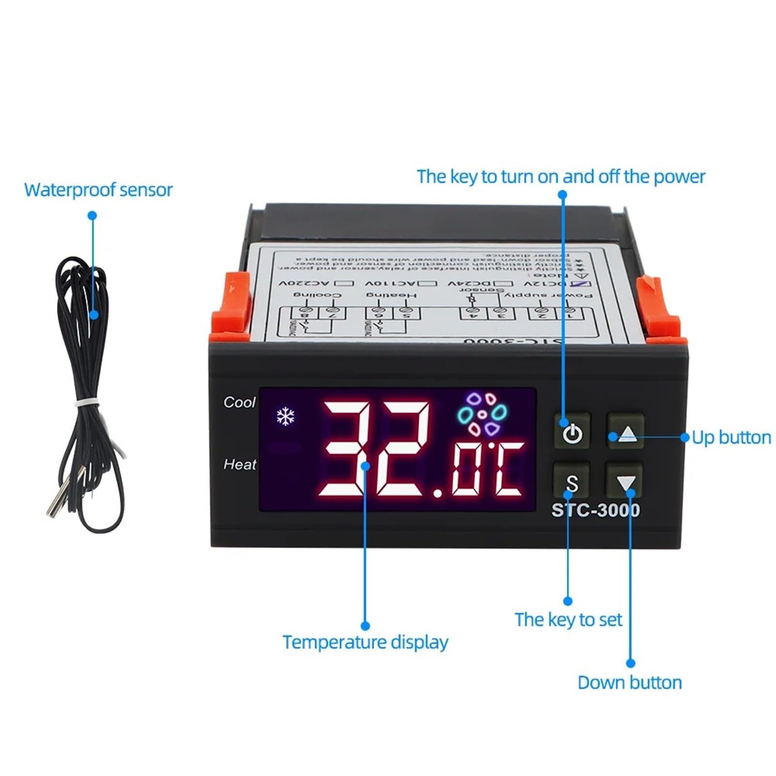 Regolatore di temperatura digitale STC-1000 220V 12V due relè Regolatore termostato for incubatore Riscaldamento Raffreddamento Termoregolatore(STC-1000 110-220 VAC)