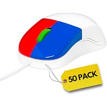 Clevy Kids Mouse - Colorful Ergonomic USB Computer and Laptop Kids Mouse for School and Home Computer Use - Wired Children Friendly Mice Compatible with Windows, macOS, Chromebook - Pack of 50