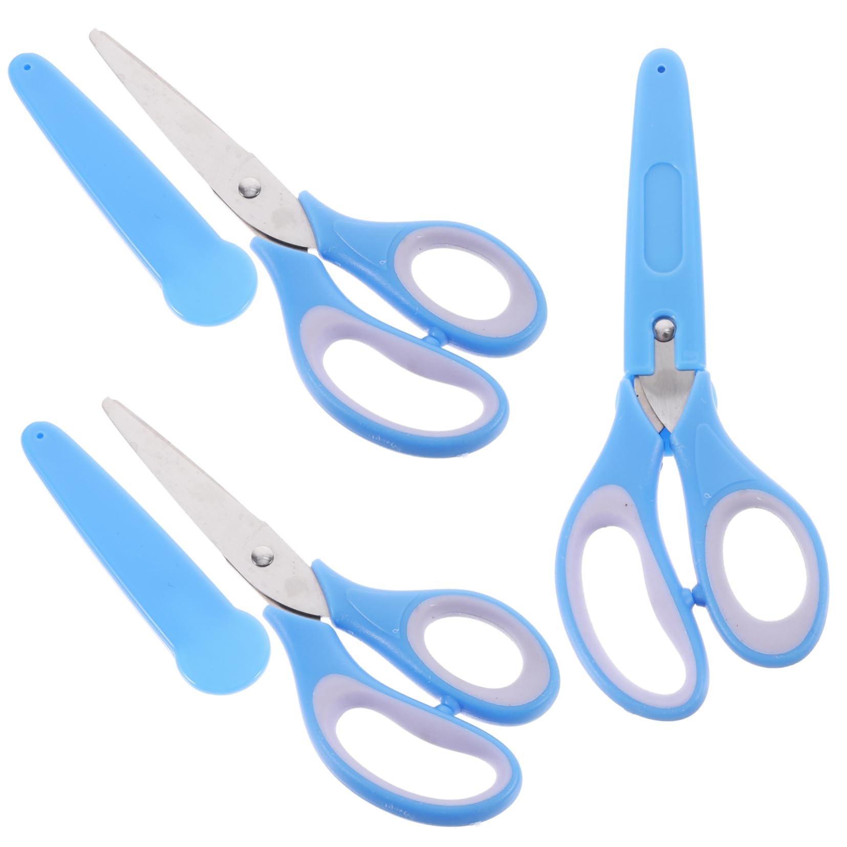VICASKY 5 set di forbici per studenti in gomma e plastica con manicotto, forbici di sicurezza, forbici per bricolage, forbici rotonde, per cipolle, forbici per bambini, 2-5, 3 pezzi x 5