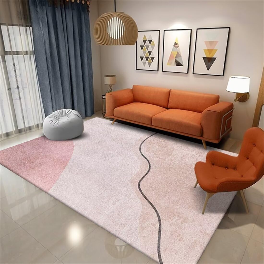Tapis 140x200cm rose minimaliste sur mesure pour chambre de fille et extérieur