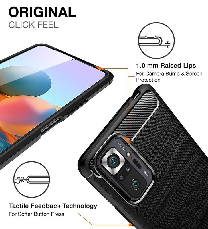 Image of Hybrid Carbon Fiber Back Case for Mi Redmi Note 10 Pro /Note 10 Pro Max (Black)
