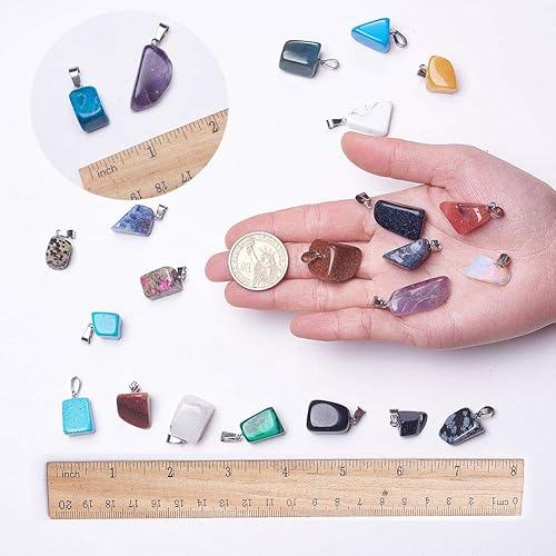Miniatura 18 de SUNNYCLUE Colgantes de piedras preciosas naturales de cuentas de chakras curativas de forma irregular Piedra irregular,50 unidades, 25 colores,Luna