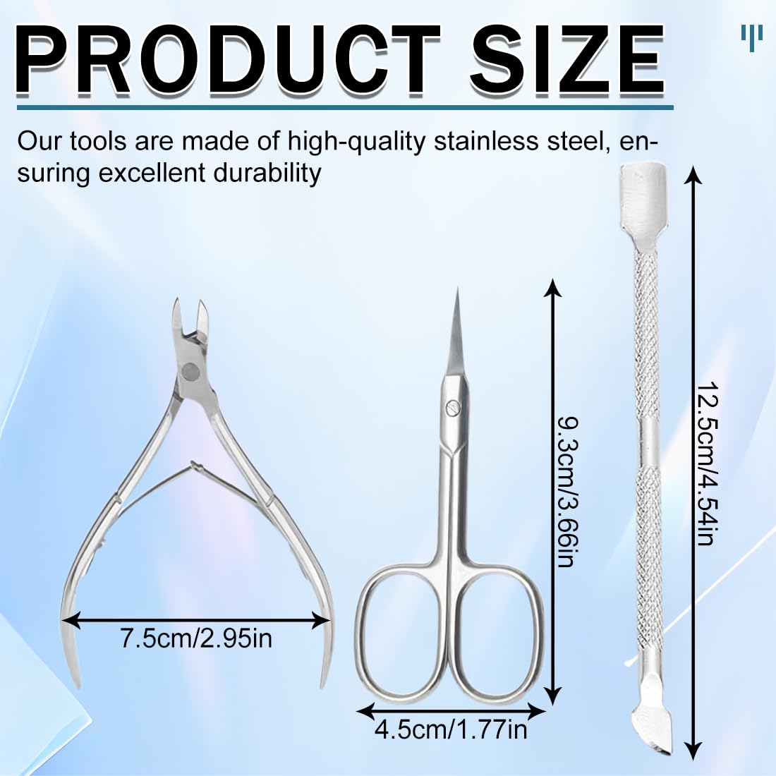 3 Pezzi Cuticola e Ricrescita Cuticole, 3 in 1 Professionale Strumenti per Pedicure Manicure, con Pinze Forbici Cuticola, Pelle Morta Remover Forchette, Kit per la Pulizia delle Unghie