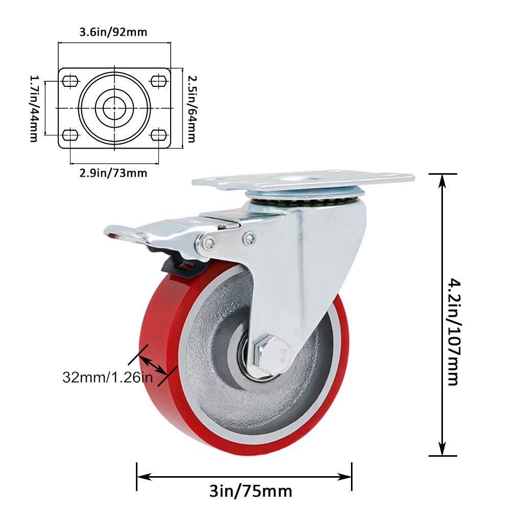 Ruota Girevole Con Freno, 160 Mm, Pneumatico In Gomma Elastica, 300KG - Foto 2