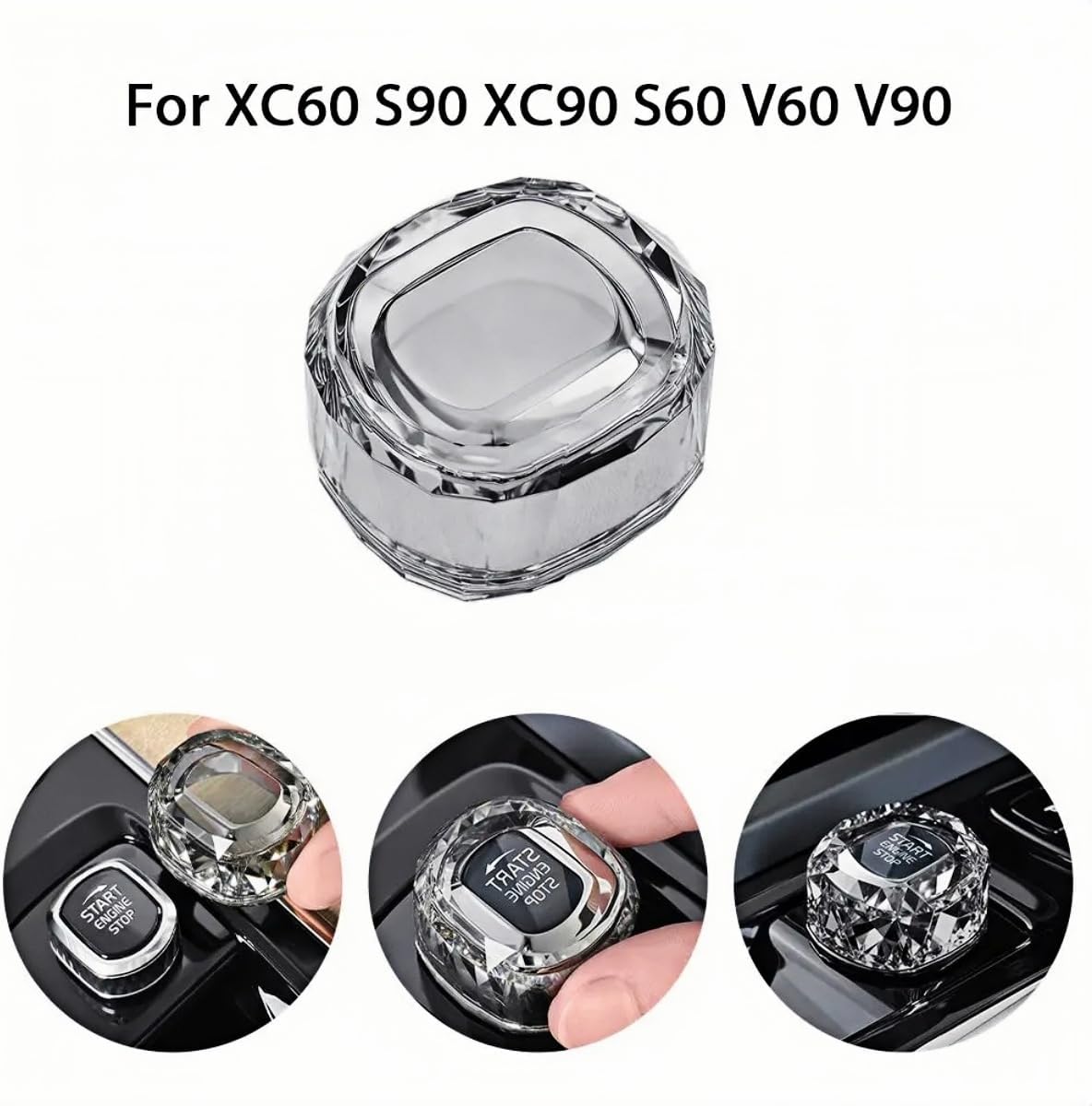 Knob Cover for Car Interior Starter Button Crystal Knob Cover for fit for Volvo Xc60 S90 Xc90 S60 V60 V90 Start Knob Cover Interior Modification P L5a9