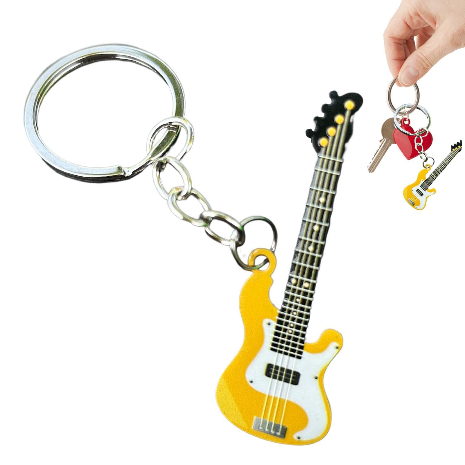 6 Pezzi Portachiavi Chitarra Portachiavi Auto, Metallo Creativo Mini Chitarra Elettrica Portachiavi Ciondolo, Portachiavi Chitarra Fibbia Portachiavi Regalo Degli Uomini, Regalo Portachiavi di Natale