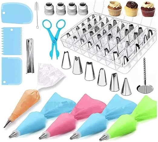 72PCs Icing Piping Bags and Tips Set-Cookie,Cupcake Icing Tips Cake Decorating Kit Baking Supplies -42 Cake Frosting Piping Tips with Reusable& Disposable Pastry Bags