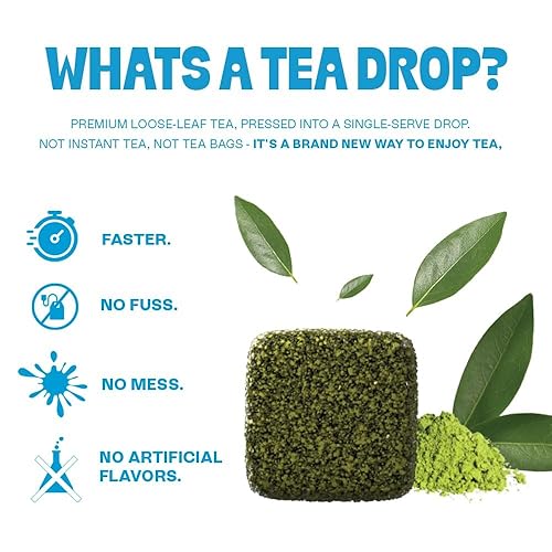 Miniatura 10 de Tea Drops Set de regalo 9 muestras de té orgánico de hojas sueltas (Chai, Earl Grey, cítricos, jengibre, rosa, matcha, menta, Ube, Assam Thai)