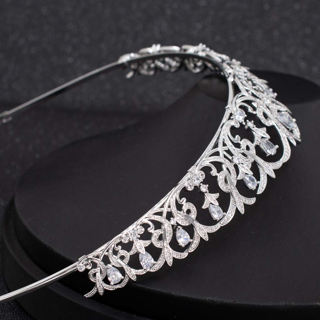 Zirkonia CZ Hochzeit Brautschmuck Tiara Krone Diadem Frauen Haar-Accessoires Schmuck